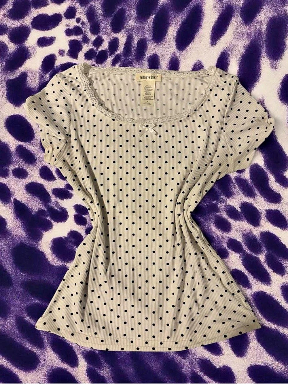 Shosho Polka Dot Short Sleeve Top Size Medium